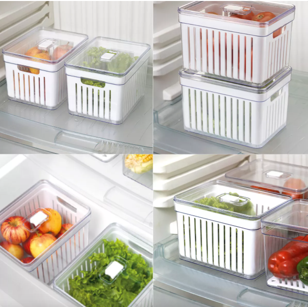 Organizador Geladeira 3,8L com cesto acrílico removível - 4 unidades - Utilize Casa