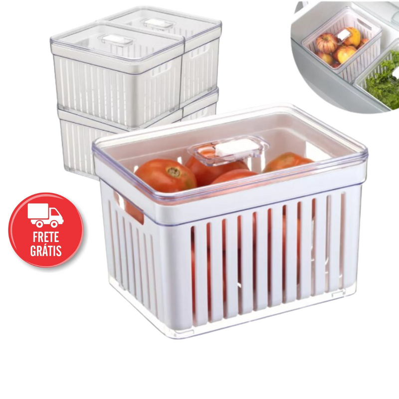 Organizador Geladeira 3,8L com cesto acrílico removível - 4 unidades - Utilize Casa