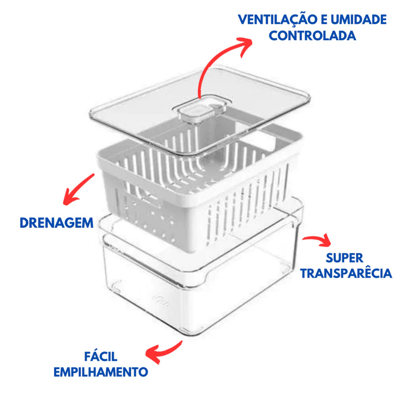 Organizador Geladeira 3,8L com cesto acrílico removível - 4 unidades - Utilize Casa